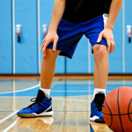 Focused Practice**

A young basketball player, fully clothed in athletic wear (shorts and jersey), practicing dribbling with perfect form on an indoor basketball court. The player is intensely focused on the ball, demonstrating control and precision. Background shows blurred basketball hoops and other players practicing. Perfect anatomy, well-formed hands, proper finger count, natural pose. Safe for work, appropriate content, fully clothed, professional training environment. High quality, realistic rendering.

**