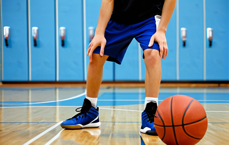 Focused Practice**
A young basketball player, fully clothed in athletic wear (shorts and jersey), practicing dribbling with perfect form on an indoor basketball court. The player is intensely focused on the ball, demonstrating control and precision. Background shows blurred basketball hoops and other players practicing. Perfect anatomy, well-formed hands, proper finger count, natural pose. Safe for work, appropriate content, fully clothed, professional training environment. High quality, realistic rendering.
**