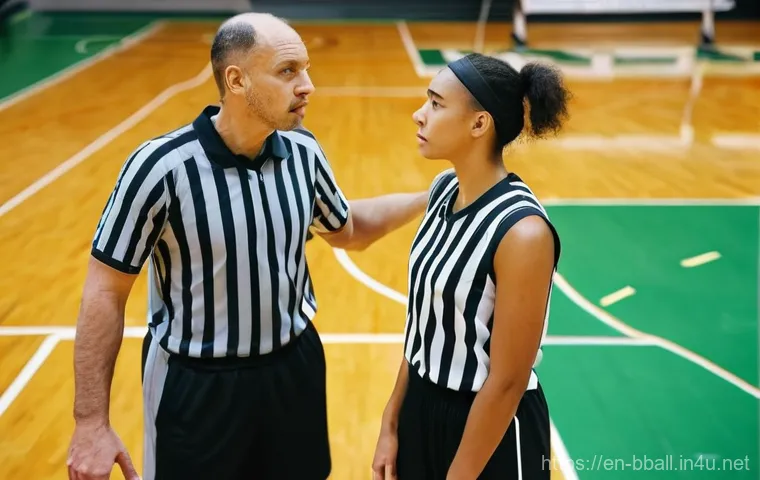 농구 경기 중 심판과의 소통법 - **"The Referee's Multitasking Challenge"**
A high-angle, dynamic shot from behind a focused male... 농구 경기 중 심판과의 소통법 - **"The Referee's Multitasking Challenge"**
A high-angle, dynamic shot from behind a focused male...