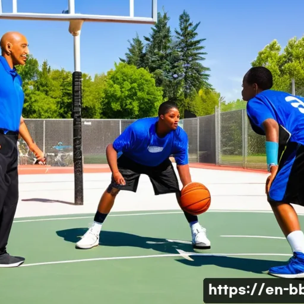 농구 리그 참여 조건 - A vibrant outdoor basketball league scene featuring diverse adult players in age-specific uniforms: ...